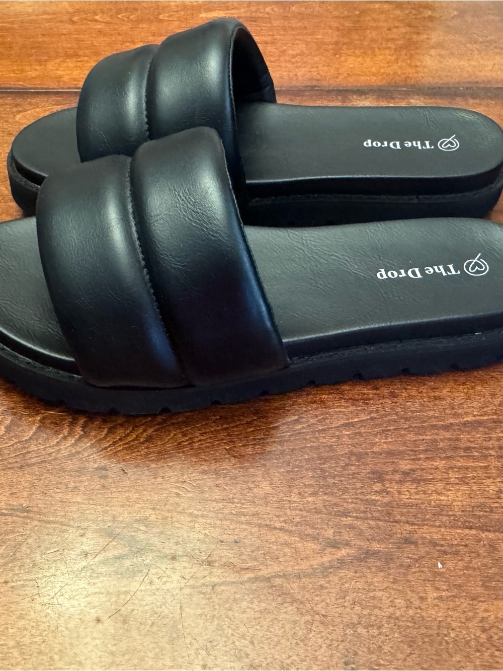 The Drop Black Double Strap Padded Slide Sandals Size 9 - Picture 3 of 6